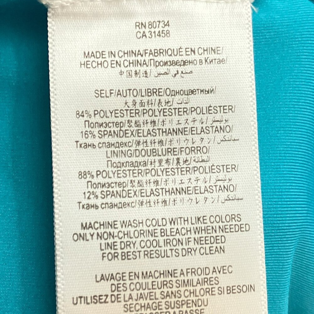 New BCBG MAXAZRIA Small S Cyan Blue Stretch Jersey Draped Pleated Cocktail Dress - Picture 9 of 9
